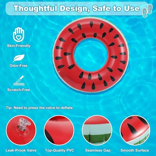ELMVIA Swim Ring for Kids Inflatable Pool Float Tube for 1-5 Years Baby Girl Boys Inflatable Swimming Safety Tube (Watermelon) - Image 2