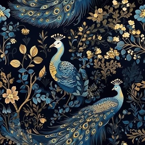 HOMEMATES Vintage Floral Peel and Stick Wallpaper Boho Floral Self-Adhesive Contact Paper for Bedroom, Wardrobe, Desktop – 45 x 304cm Removable Flower Wall Sticker (Peacock Blue) - Image 1
