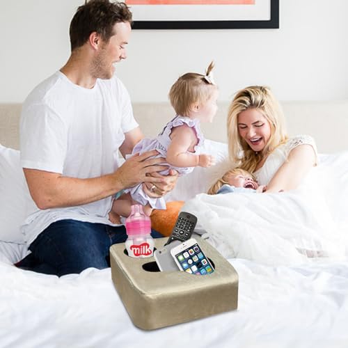 Nisdoing Couch Cup Holder Pillow Tray! Keep Drinks Hand Reach and KeepTemp, Prevent Spills and Use Anywhere. Cup Holder for Couch, Bed, Car, Courtyard, Park, Beach. Pink. Light Khaki - Image 3