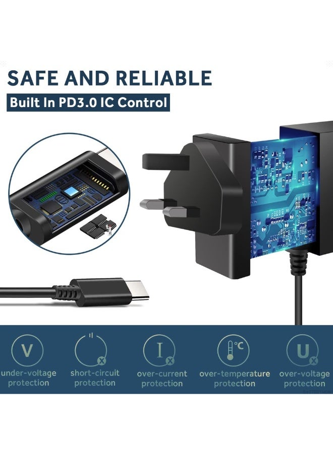 Fast Charger For Nintendo Switch 15V 2.6A Switch Charger Compatible With Switch Dock/Switch OLED/Switch Lite/Pro Controller Fast Wall Charger With Type C Cable (Suppor - Image 3