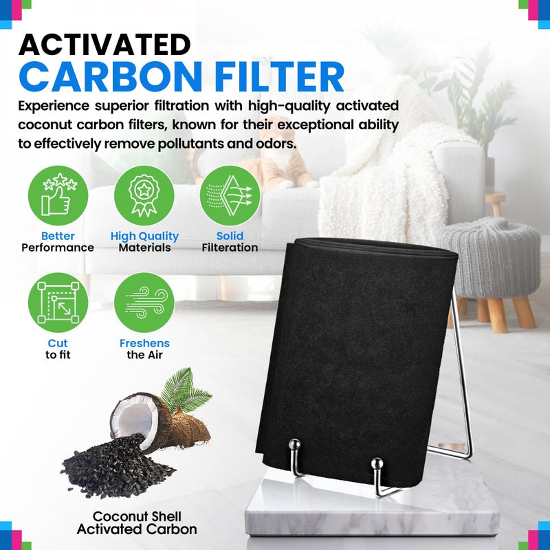 Bagean Cut to Fit Activated Carbon Filter Sheet 16â€ x 48â€ - Activated Carbon Air Filter for Air Purifiers Window AC Air Vent And More - Charcoal Filters Effectively Remove Odors & Freshens the Air (1-Pack) - Image 2