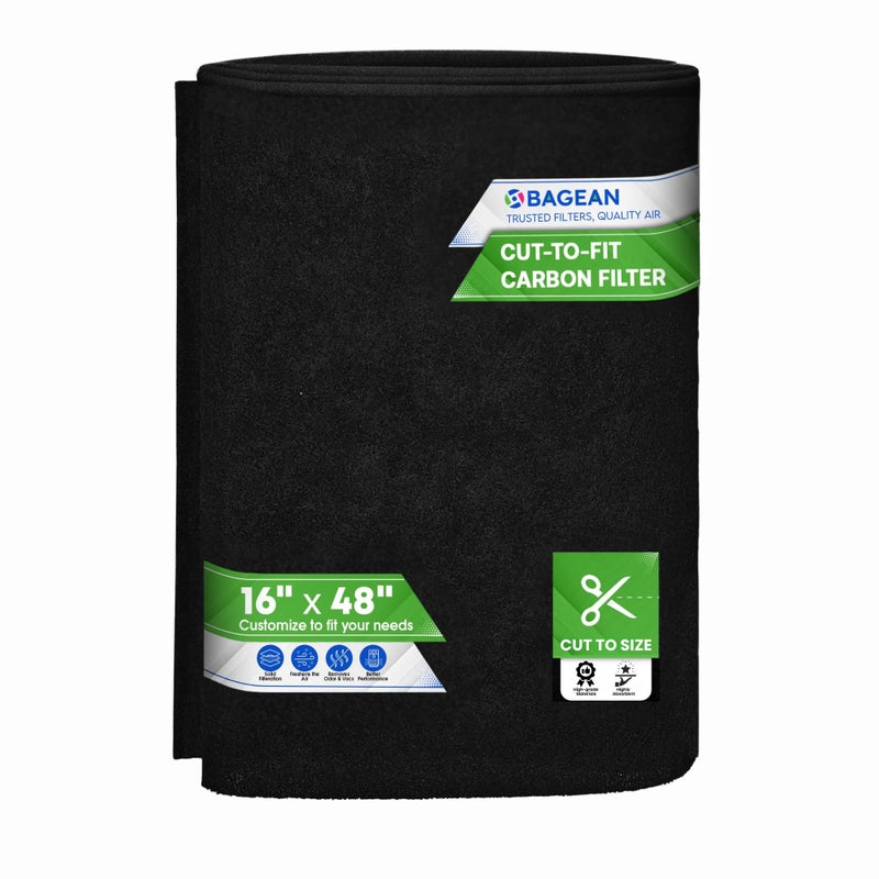 Bagean Cut to Fit Activated Carbon Filter Sheet 16â€ x 48â€ - Activated Carbon Air Filter for Air Purifiers Window AC Air Vent And More - Charcoal Filters Effectively Remove Odors & Freshens the Air (1-Pack) - Image 1