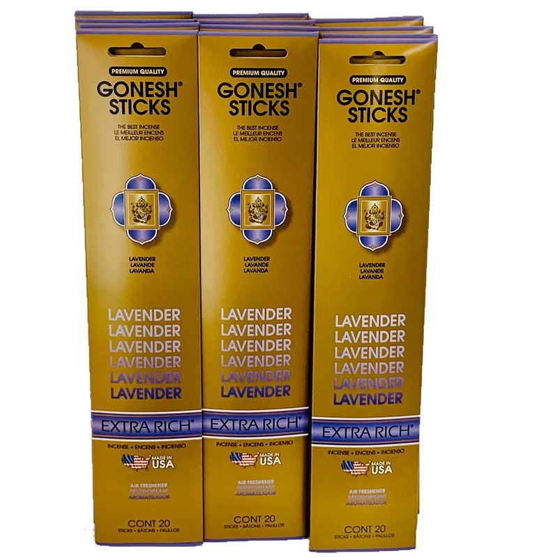 Gonesh Incense Sticks Extra Rich Collection Lavender 12 Pack 20 SticksPack