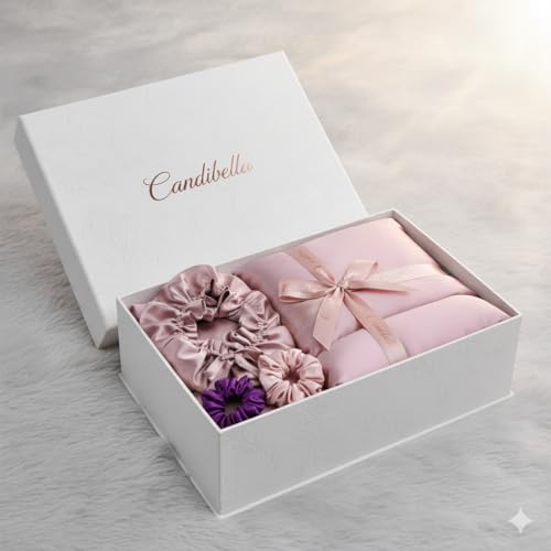Candibella Premium Satin Silk Pillow Covers for Hair and Skin, Pack of 2 Satin Pillow Cover with 3 Satin Scrunchies and Bonnet for Women, Best Gift Combo, Silk Pillow Covers with Envelope Closure (Multicolor) - Image 4