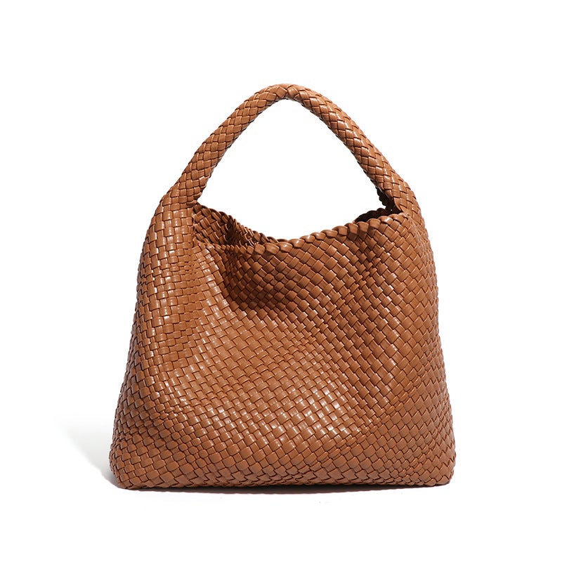 Handwoven PU Shoulder Bag with Magnetic Closure, Multiple Colors - Image 5