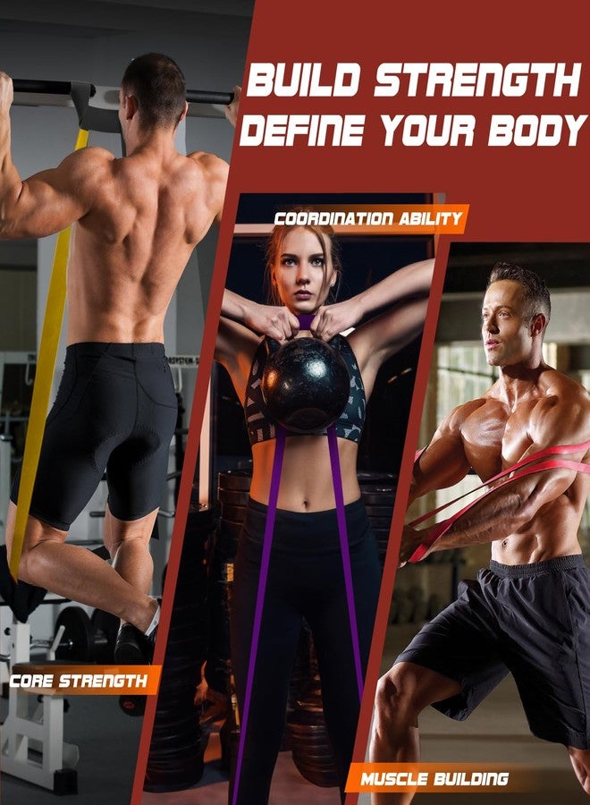 Fitense Resistance Bands Set - Pull Up Bands with 5 Resistance Levels 15-125 LBS for Men Women, Exercise Bands Resistance with Door Anchor, Training Poster & Pouch for Body Stretching, Pull Up Assist - Image 2