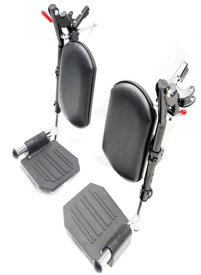ComsenMed Wheelchair elevating Leg Rest,Wheelchair Lift Leg Rest,W/Calf Pads,Composite Footplates,Fits Most Standard wheelchairs and Transport Chair of All Brands,Universal Replacement Parts,T94,(1Pr, Black) - Image 1
