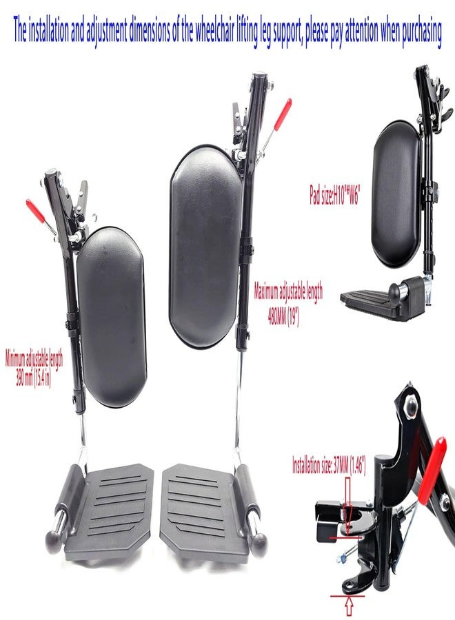 ComsenMed Wheelchair elevating Leg Rest,Wheelchair Lift Leg Rest,W/Calf Pads,Composite Footplates,Fits Most Standard wheelchairs and Transport Chair of All Brands,Universal Replacement Parts,T94,(1Pr, Black) - Image 2