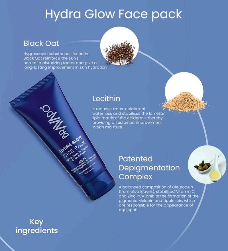 BRAVADO Hydra Glow Face Pack Deep Cleansing Kaolin Mask for Glowing Skin Hydrates Repairs Detans Reduces Dark Spots for All Skin Types 100g - Image 3