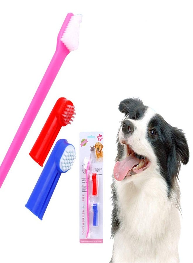 Western Era Pets Cleaning Dental Toothbrush Set of 2 with 1 Double Headed Toothbrush, Finger Toothbrush All Breed Cats, Dogs and Puppies (Color May Vary) - Image 1