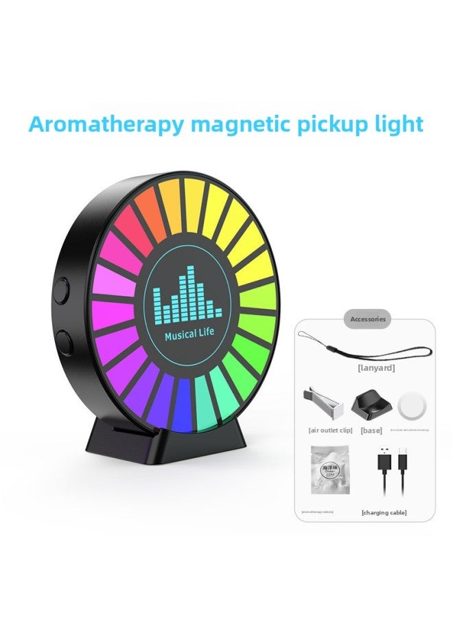 إسكدنيا ضوء لاقط LED RGB ضوء إيقاعي يمكن التحكم فيه بالصوت، ضوء جو موسيقي ملون، سيارة ثلاثية الأبعاد يمكن التحكم فيها بالصوت، مستشعر سطح المكتب، مصدر الضوء الطاقة: نموذج المكونات (شحن مجاني) - لون الضوء: مصباح لاقط مغناطيسي دائري بالروائح - Image 1