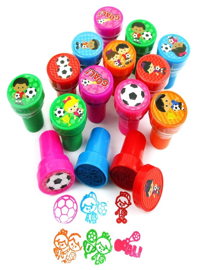 TINYMILLS 24 Pcs Soccer Stampers for Kids Party Favor Goodie Bag Stuffers Pinata Fillers Soccer Futbol Gifts Carnival Prizes Team Party Favor Rewards - Image 3