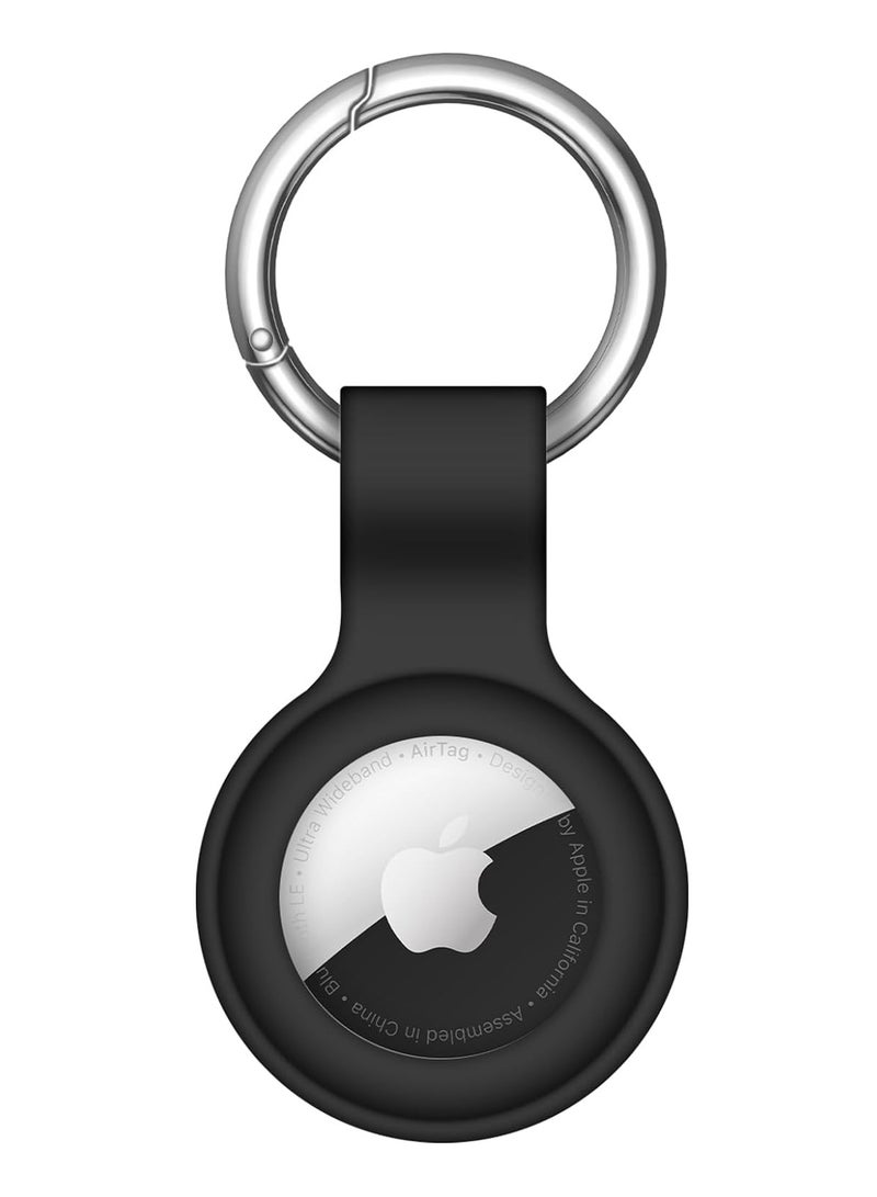 AirTag Case Keychain Air Tag Holder Silicone AirTags Key Ring Cases Tags Chain AirTag GPS Item Finders Accessories，Black - Image 1