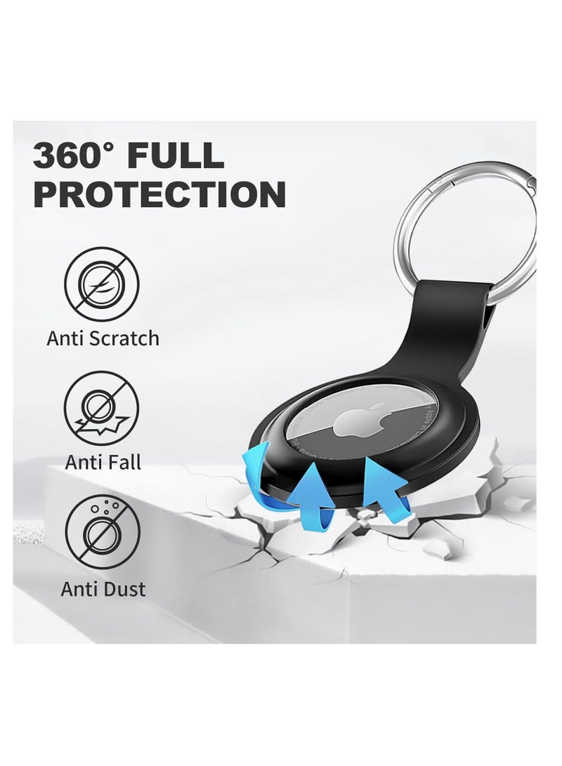AirTag Case Keychain Air Tag Holder Silicone AirTags Key Ring Cases Tags Chain AirTag GPS Item Finders Accessories，Black - Image 2