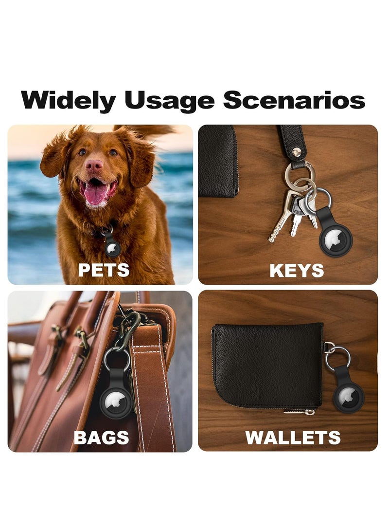 AirTag Case Keychain Air Tag Holder Silicone AirTags Key Ring Cases Tags Chain AirTag GPS Item Finders Accessories，Black - Image 3