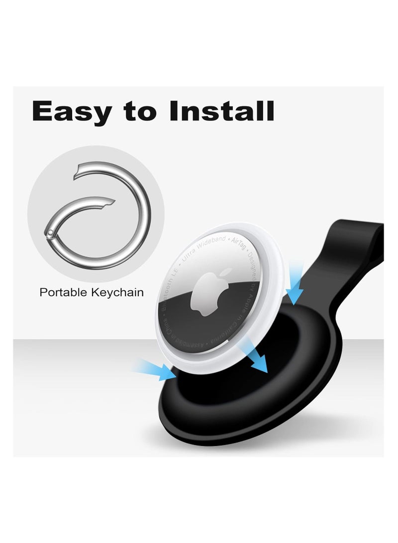 AirTag Case Keychain Air Tag Holder Silicone AirTags Key Ring Cases Tags Chain AirTag GPS Item Finders Accessories，Black - Image 4