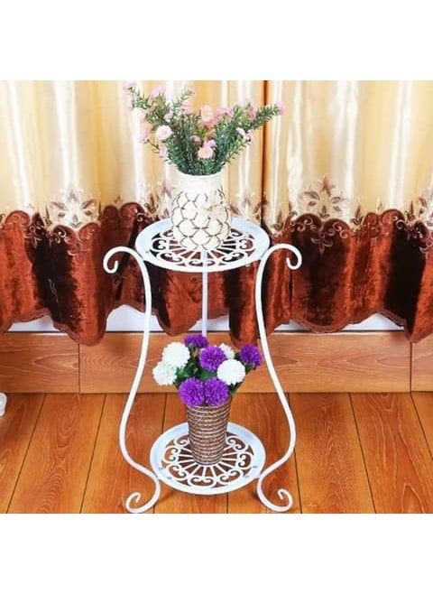 Generic Unique Lifestyle Creative MultiLayer Iron Flower Pot Rack White  - Image 1