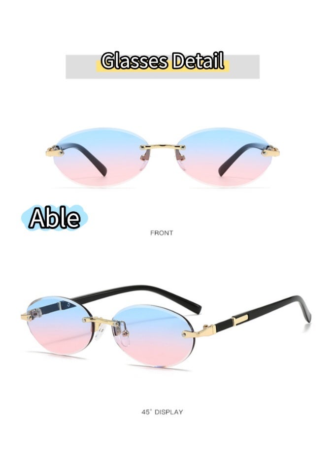 ABLE 【2025 New Glasses】Ladies' Polarized Oval Fashion Sunglasses - UV400 UV Protection, High-Definition Anti-Glare, Black Gold Frame, Blue-Pink Lens - Suitable for Fishing/Shopping/Driving/Travel/Partying, Fashionable Facial Accessories, Popular Online Product - Image 4