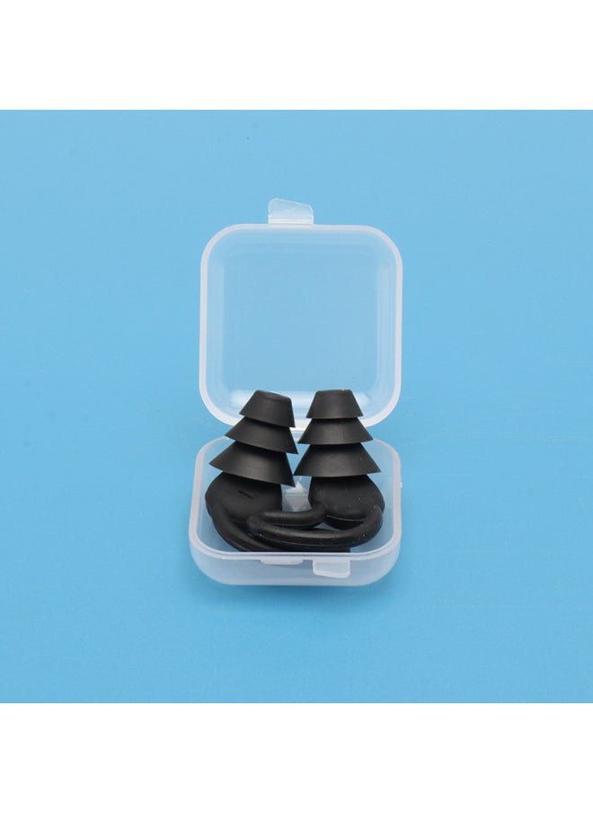 Generic - Silicone Soundproof Earplugs Anti-noise Sleep Industrial Protection Swimming Waterproof Student Dormitory Special Mute Artifact-Color:Athens Black/Pair (Transparent Small Box) - Image 1