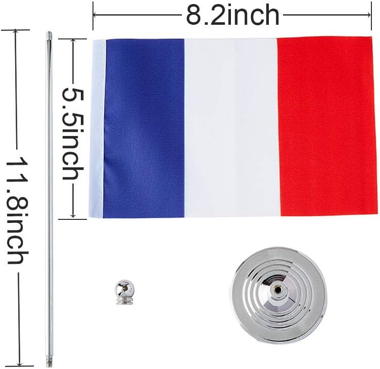 mflagperft France Flag French Flags, Small Mini French Desk Flag, Used for Table Office Classroom Home Patriotic Events Decorations - Image 1
