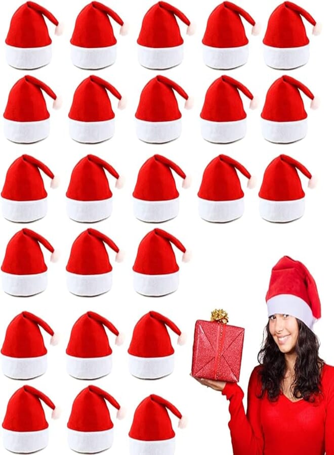 24 Set Non-Woven Cloth Santa Hat Christmas Caps for for Adults and Children Christmas Red boy toys, girl toys, birthday gift, Christmas gift, growth, fun, for kids.