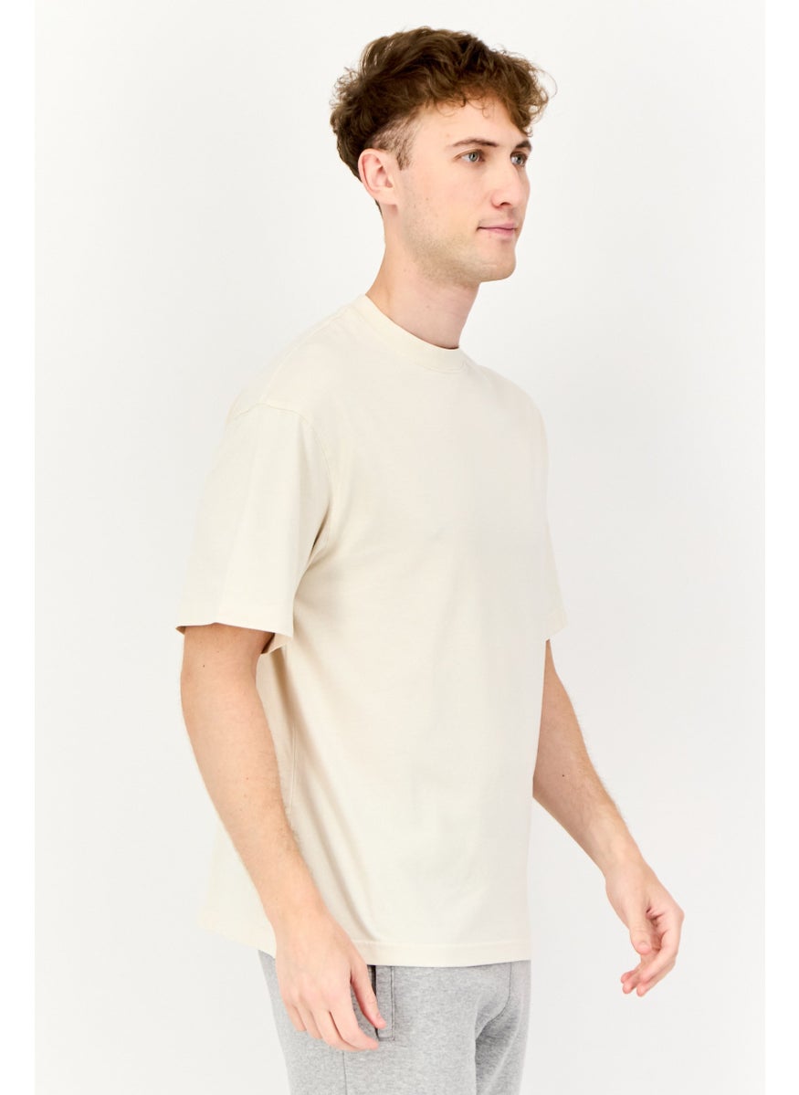 Reebok Men Sportswear Fit Short Sleeve Brand Logo Outdoor T-Shirt, Beige  - Image 2