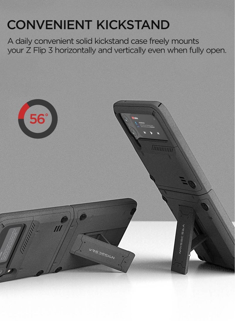 VRS Design QuickStand Active Sand Stone Case Cover for Samsung Galaxy Z Flip 3 5G with Kickstand - Sandstone  - Image 3