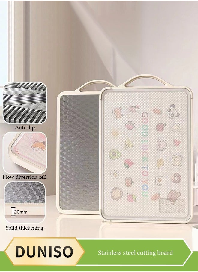DUNISO Cutting board, stainless steel kitchen cutting board, double sided antibacterial cutting board, made of stainless steel and plastic, non slip, suitable for meat, fruits and vegetables, 27 * 38cm  - Image 1