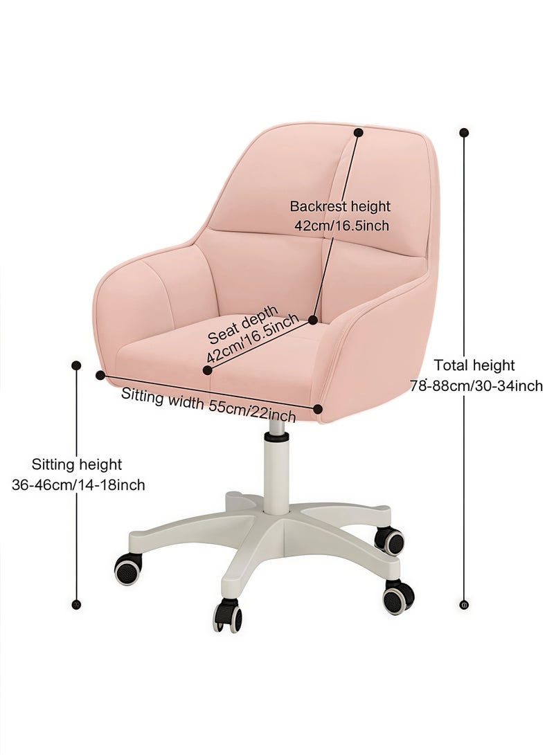 Makeup Vanity Chairs, Home Office Computer Chair, Cute Office Chair, Height Adjustable Swivel Office Chair, Cute Makeup Chair with Wheels, Comfortable Reclining Chair, for Living Room Office (Pink) - Image 2