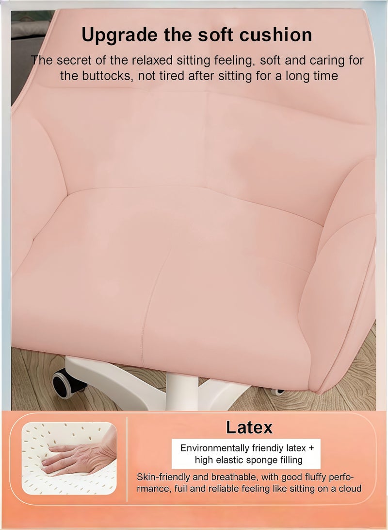 Makeup Vanity Chairs, Home Office Computer Chair, Cute Office Chair, Height Adjustable Swivel Office Chair, Cute Makeup Chair with Wheels, Comfortable Reclining Chair, for Living Room Office (Pink) - Image 4