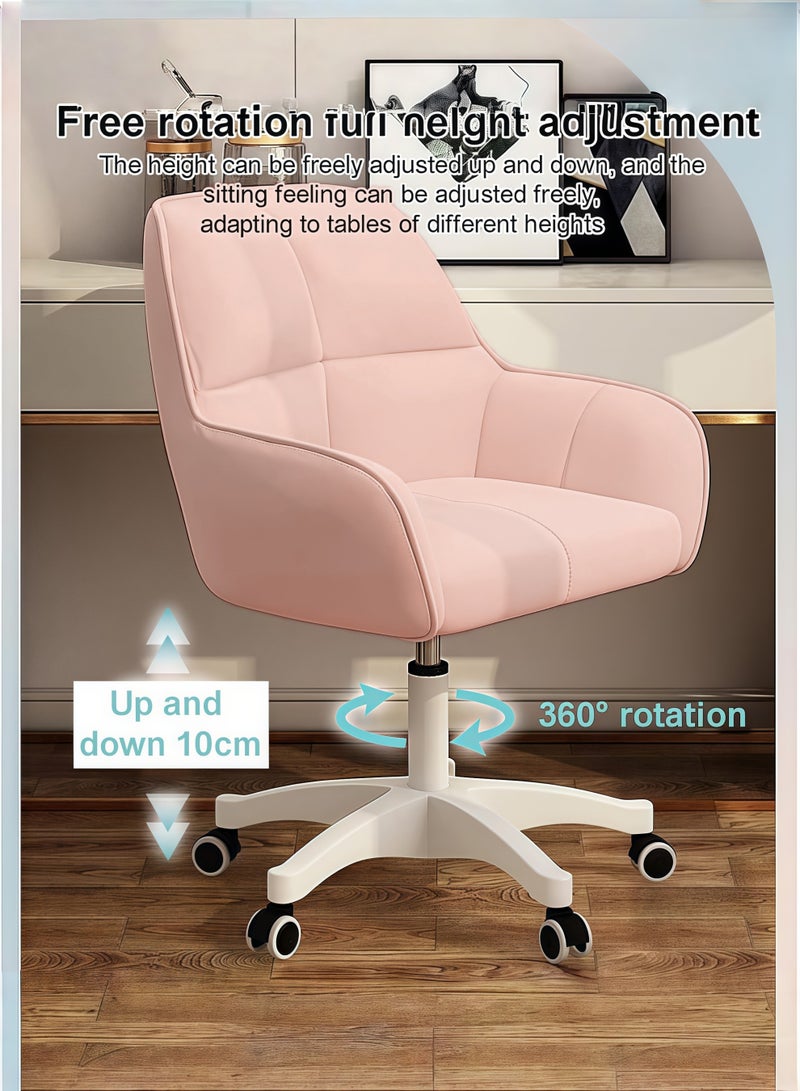 Makeup Vanity Chairs, Home Office Computer Chair, Cute Office Chair, Height Adjustable Swivel Office Chair, Cute Makeup Chair with Wheels, Comfortable Reclining Chair, for Living Room Office (Pink) - Image 5