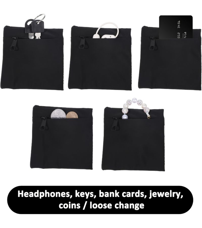 Black Zipper Wristlet Wallet Key Card Holder For Running Fitness Hiking - Image 3