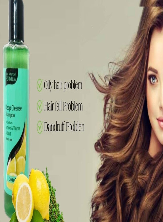 Deep Cleanse Shampoo in Pack of 2-200ml in both bottles enriched by Lemon and Thyme Extract for Oily Hair, Anti-Dandruff - Image 2