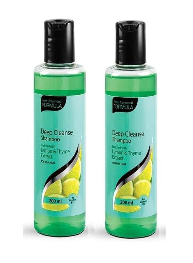 Deep Cleanse Shampoo in Pack of 2-200ml in both bottles enriched by Lemon and Thyme Extract for Oily Hair, Anti-Dandruff - Image 1