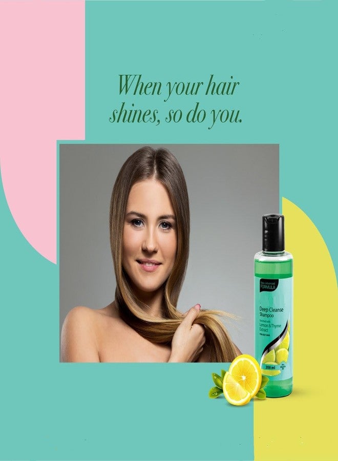 Deep Cleanse Shampoo in Pack of 2-200ml in both bottles enriched by Lemon and Thyme Extract for Oily Hair, Anti-Dandruff - Image 4