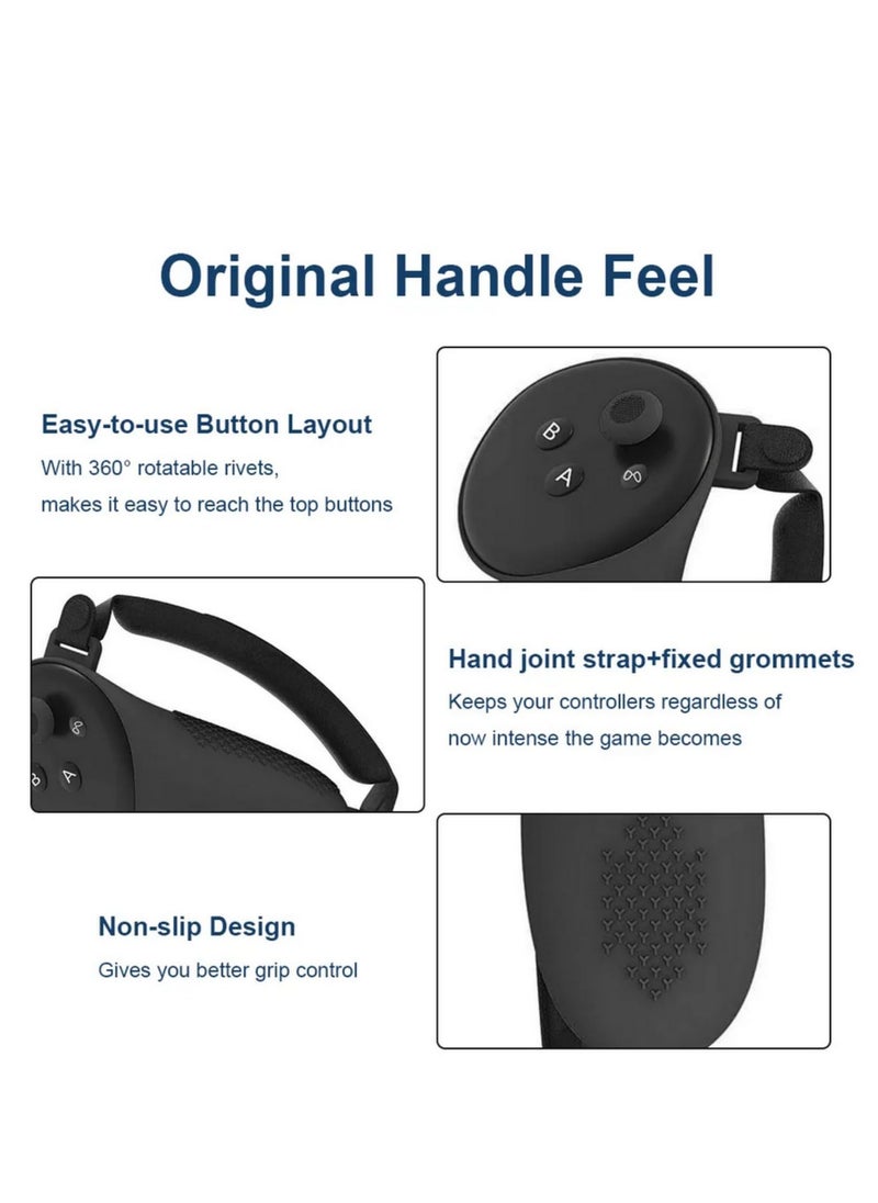 Generic Silicone Protective Cover Shell Case For Meta Quest 3 VR Headset Head Face Cover Eye Pad Handle Grip Button Cap VR Accessories (Black)  - Image 5