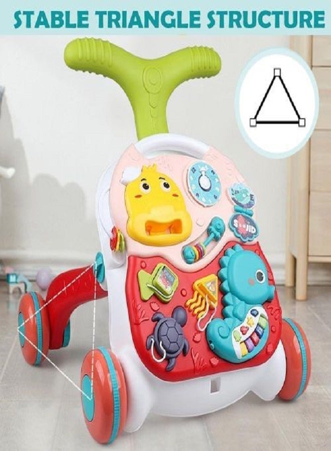 Tiibaby (tiibaby)3 in 1 Educational Baby Walker, Sit and Stand Walker, Baby Push Walkers and Activity Center Walker, Musical Walking Toys, Adjustable Push Walkers for Boys and Girls - Image 3