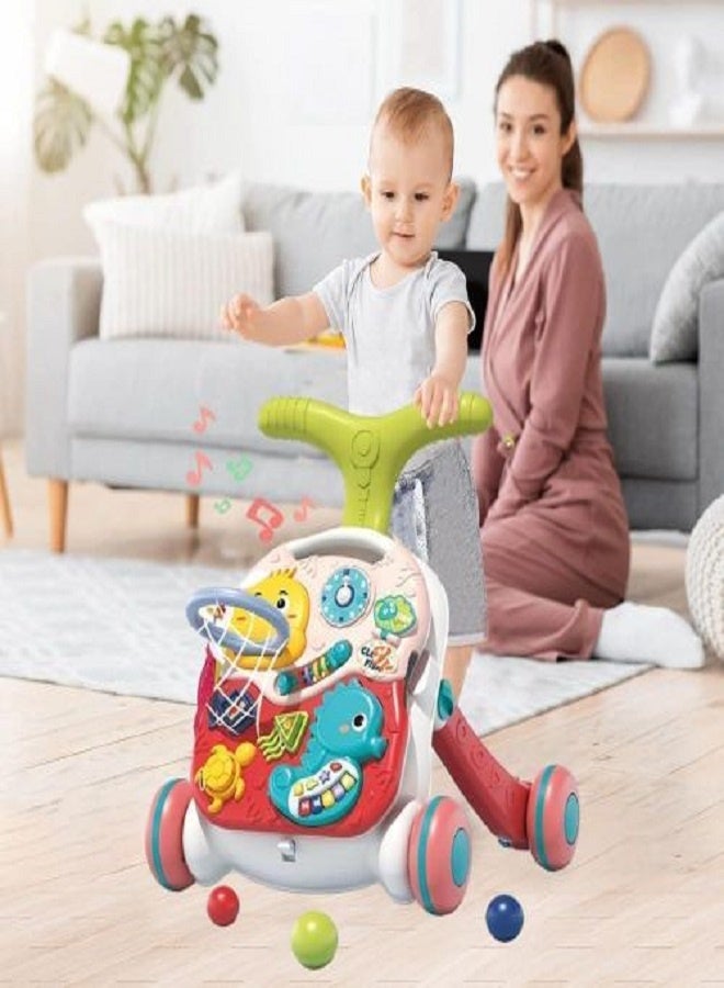 Tiibaby (tiibaby)3 in 1 Educational Baby Walker, Sit and Stand Walker, Baby Push Walkers and Activity Center Walker, Musical Walking Toys, Adjustable Push Walkers for Boys and Girls - Image 2
