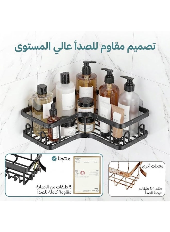 Anmi 5-Pack Corner Shower Caddy Adhesive Bathroom Organizer Storage Shelf Rustproof Stainless Steel Holder Rack Black - Image 5