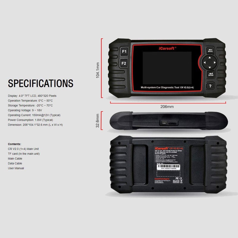 Icarsoft Cr V2.0 Diagnostic Scan Tool For Multi-Brand Vehicles (10-19 Vehicle Choices) +Oil Reset +Epb+Bms+Dpf+Sas+Etc+Bld+Inj - Image 4