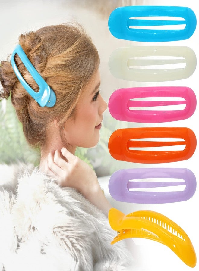 RC ROCHE ORNAMENT RC ROCHE 6 Pcs Flat Claw Hair Clips for Women Alligator French Barrette Long Thick Hair Duckbill Curved No Slip Grip Lay Flat Side Slide Firm Classic Styling, Large Jelly Candy Multicolor - Image 1