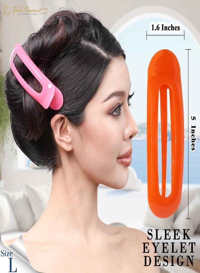 RC ROCHE ORNAMENT RC ROCHE 6 Pcs Flat Claw Hair Clips for Women Alligator French Barrette Long Thick Hair Duckbill Curved No Slip Grip Lay Flat Side Slide Firm Classic Styling, Large Jelly Candy Multicolor - Image 3