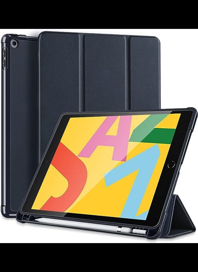 vesus Case for iPad 8th Gen & iPad 7th Generation  10.2 Inch 2020 2019   Trifold Stand Slim Smart Cover with Pencil Holder-Auto Wake Sleep Tablet Leather Folio -Black