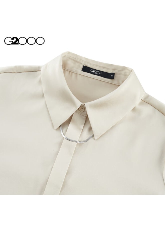 G2000 Smooth Cotton/Linen Blend Women'S Spring/Summer Casual Shirt In Linen Color, Size 36 - Image 2