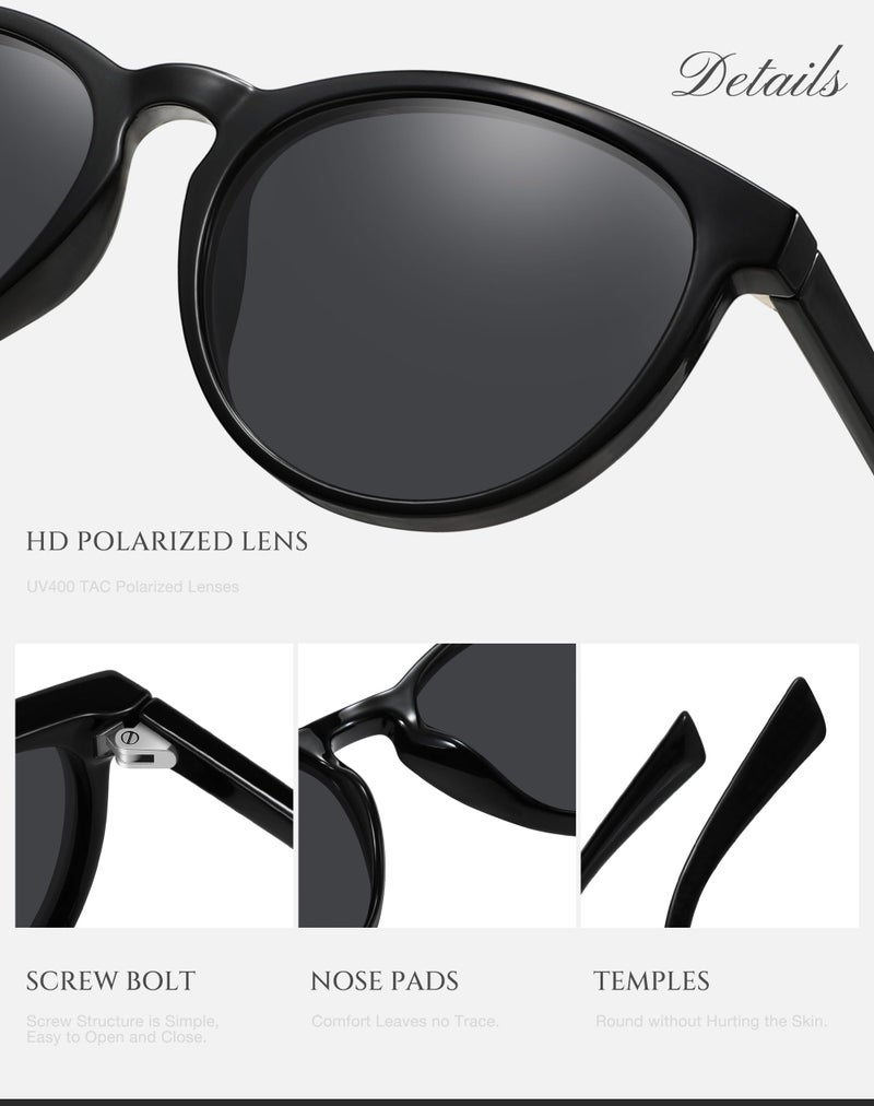 Fozono Classic Round Polarized Sunglasses for Women Retro Shades Trendy Vintage Sun Glasses - Image 4