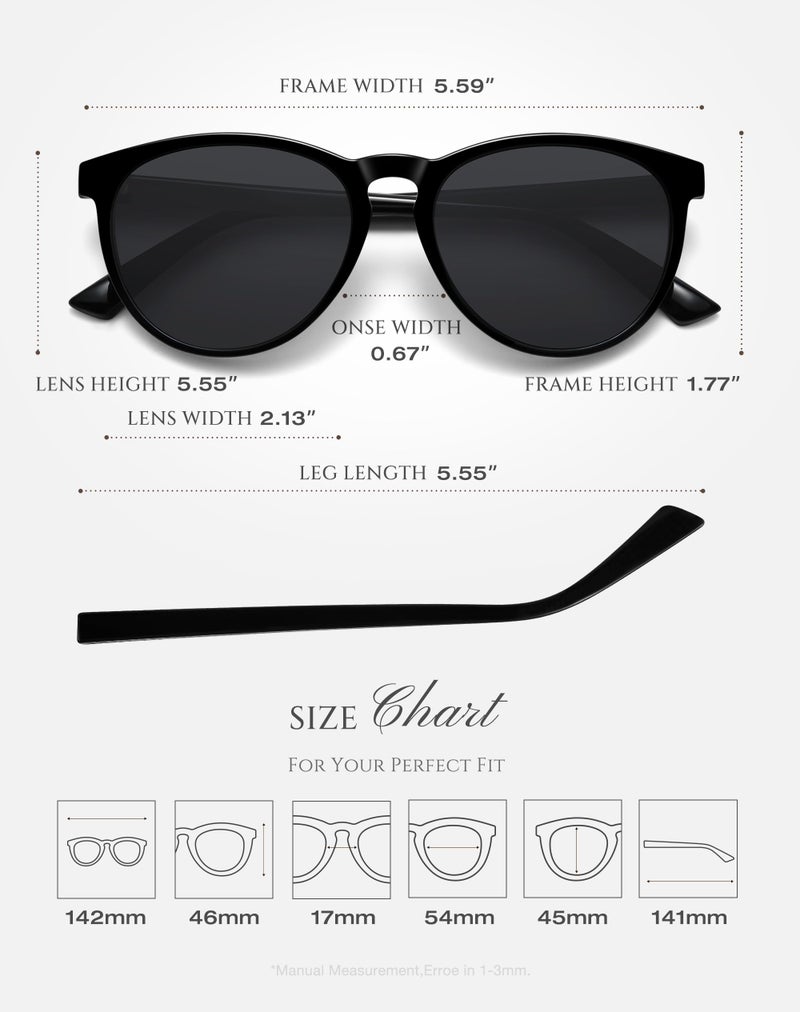 Fozono Classic Round Polarized Sunglasses for Women Retro Shades Trendy Vintage Sun Glasses - Image 5