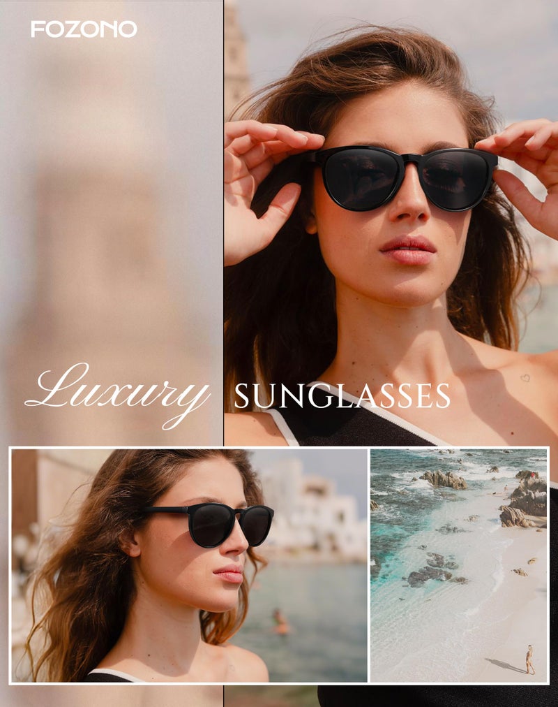 Fozono Classic Round Polarized Sunglasses for Women Retro Shades Trendy Vintage Sun Glasses - Image 2