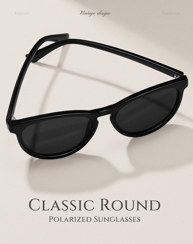 Fozono Classic Round Polarized Sunglasses for Women Retro Shades Trendy Vintage Sun Glasses - Image 3