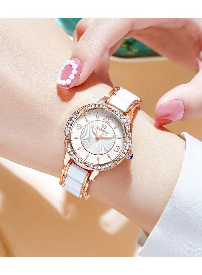 SENO Decorative women's watch with crystal-decorated rose gold - Image 2