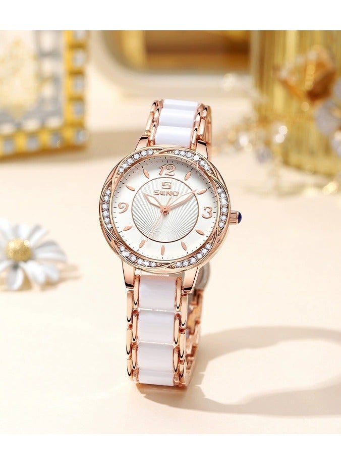 SENO Decorative women's watch with crystal-decorated rose gold - Image 3